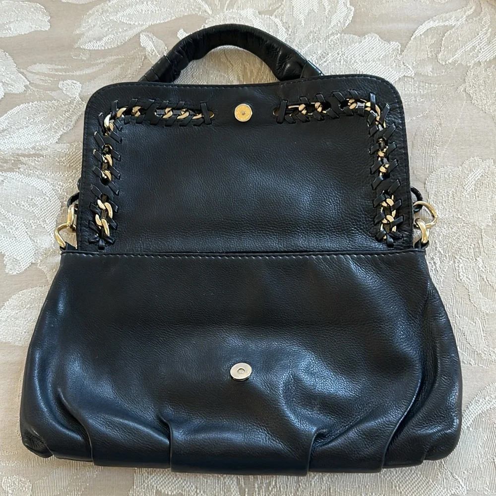 Michael Kors Black Leather Chain Shoulder Clutch